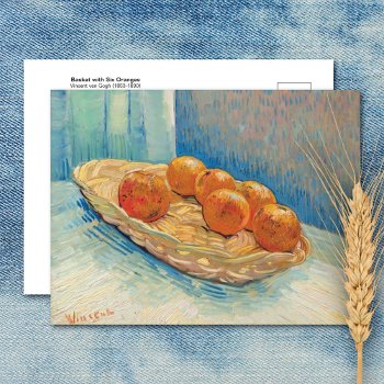 Basket With Six Oranges Vincent Van Gogh Postcard by mangomoonstudio at Zazzle
