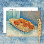 Basket with Six Oranges Vincent van Gogh Postcard<br><div class="desc">A fine art postcard featuring,  Basket with Six Oranges (1888),  a post-impressionist work by the Dutch artist Vincent van Gogh (1853-1890). This still life depicts a wicker basket overflowing with fruit,  placed upon a table.</div>