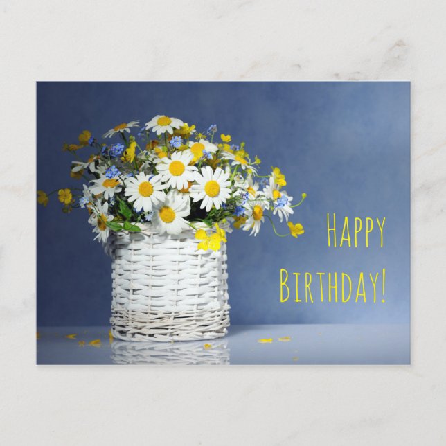 Basket with spring flowers postcard (Front)