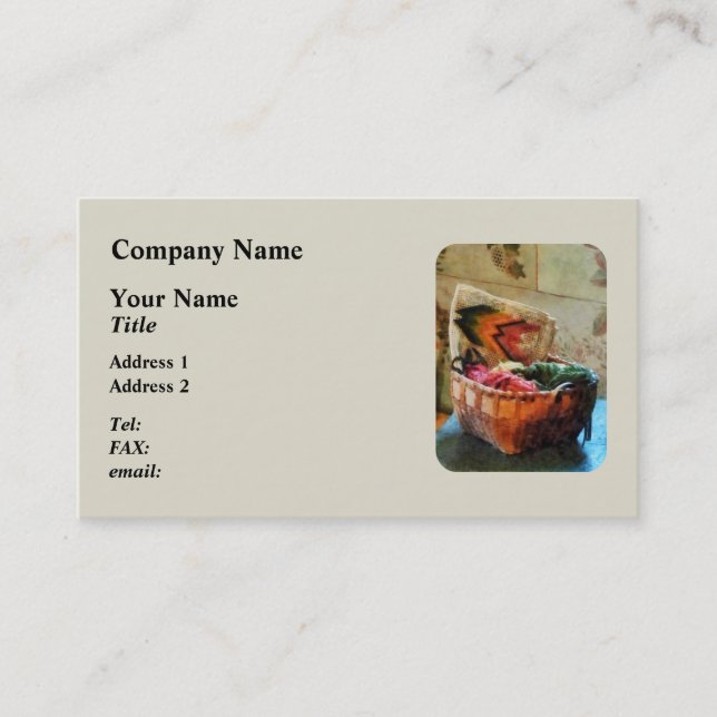 Basket With Yarn and Tapestry Business Card (Front)