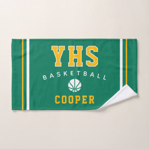 BasketbalI Icon, Custom Name & School, Team Gift Hand Towel