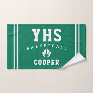 BasketbalI Icon, Custom Name & School, Team Gift Hand Towel