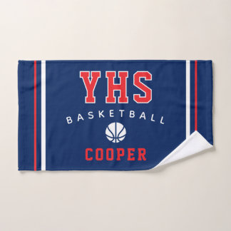 BasketbalI Icon, Custom Name & School, Team Gift Hand Towel