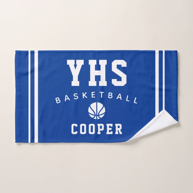BasketbalI Icon, Custom Name & School, Team Gift Hand Towel (Hand Towel)