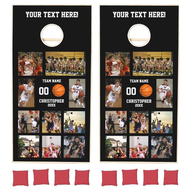 Basketball 10 Photo Collage Cornhole Set (Set)