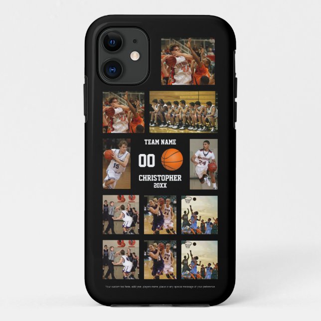 Basketball 11 Photo Collage personalized black Case-Mate iPhone Case (Back)