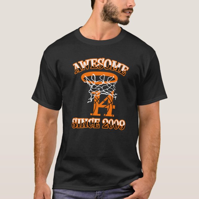 Basketball 14th Birthday Shirt For Boys Awesome Si (Front)