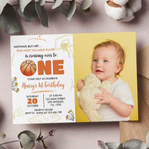 Basketball 1st Birthday Invitation Sport Party