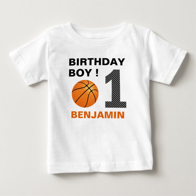 Basketball 1st Birthday Party Baby T-Shirt (Front)