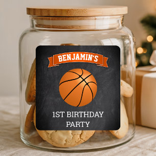 Basketball 1st Birthday Party Favor Sticker