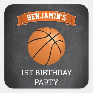 12 Personalized Basketball birthday party stickers sports labels favors tags 
