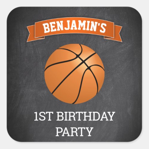 Basketball 1st Birthday Party Favor Sticker