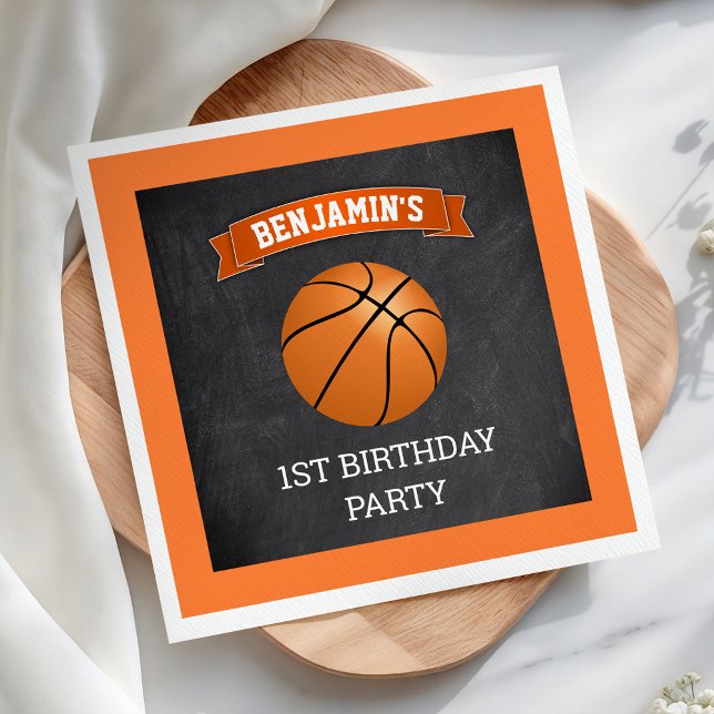 Basketball 1st Birthday Party Napkins (Creator Uploaded)