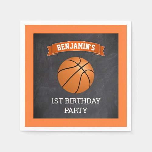 Basketball 1st Birthday Party Napkins