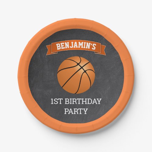 Basketball 1st Birthday Party Paper Plates