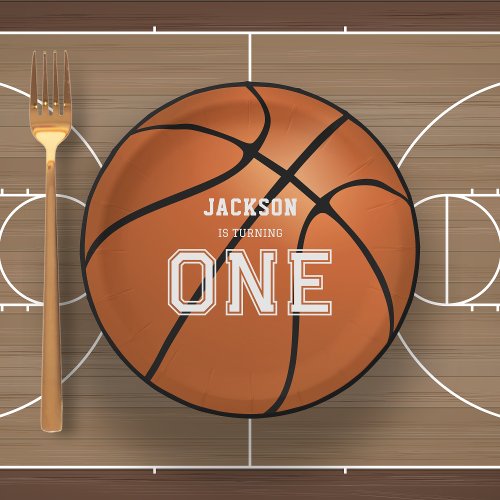 Basketball 1st Birthday Unique Paper Plates