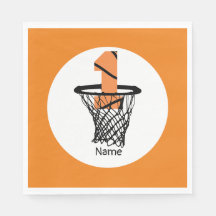 Basketball 1st Birthday with number in mini hoop