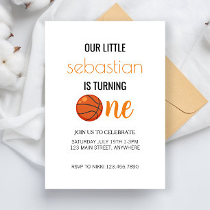 Basketball 1st/first Birthday Party Boy Girl Baby Invitation