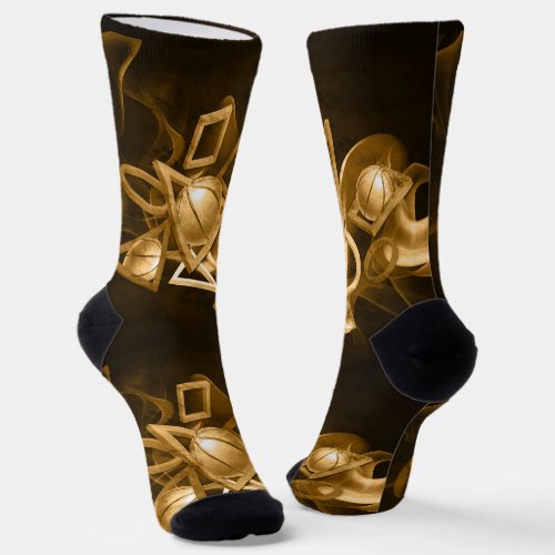 Basketball 3D abstract gold Socks