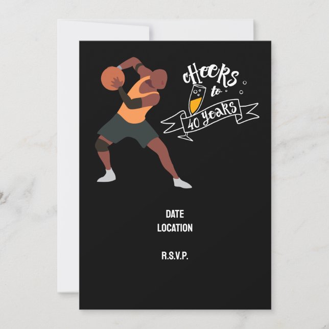 Basketball 40th Birthday Save the Date invitation  (Front)