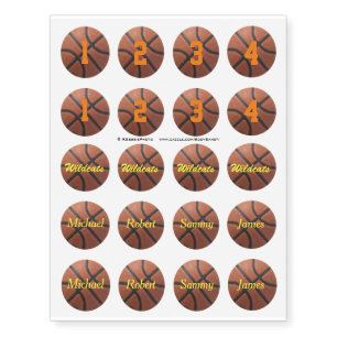 Basketball 4 Player Party Pack Temporary Tattoos