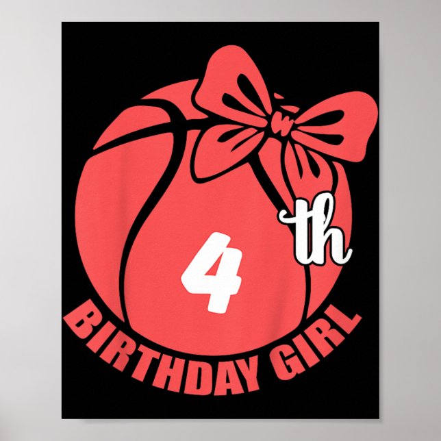 Basketball 4th Birthday Basketball Player  Poster (Front)