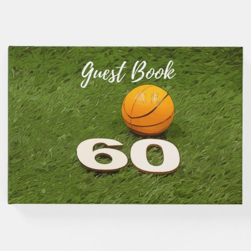 Basketball 60th Birthday with ball and number  Guest Book