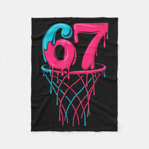 Basketball 67 6 7 Seven Drip Six Gen Alpha Meme Fleece Blanket