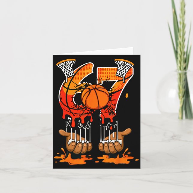 Basketball 67 Six Seven 6 7 Boys Funny Gen Alpha M Card (Front)