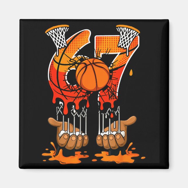 Basketball 67 Six Seven 6 7 Boys Funny Gen Alpha M Magnet (Front)