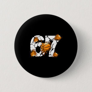 Basketball 67 Six Seven 6 7 Kids Funny Gen Alpha M Button