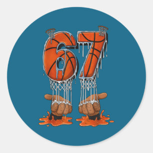 Basketball 67 Six Seven Funny Gen Alpha Meme Drip  Classic Round Sticker