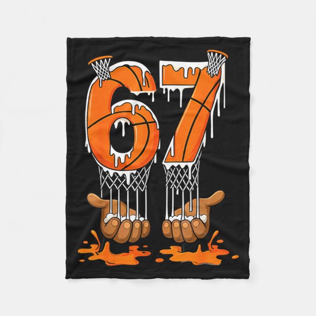Basketball 67 Six Seven Funny Gen Alpha Meme Drip  Fleece Blanket (Front)