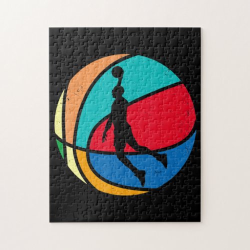 Basketball 70s 80s Basketball Design Dunking Jigsaw Puzzle