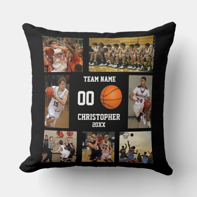 Basketball 7 photo collage throw pillow (Front)