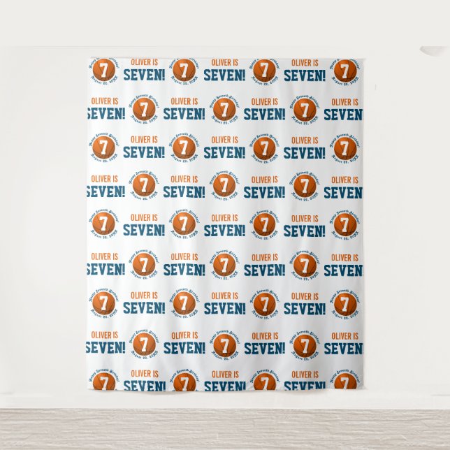 Basketball 7th Birthday Boy | Step Repeat Backdrop (Front)