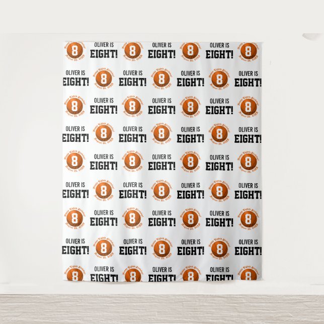 Basketball 8th Birthday Boy | Step Repeat Backdrop (Front)