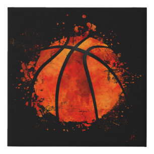 Basketball Abstract watercolor art Faux Canvas Print