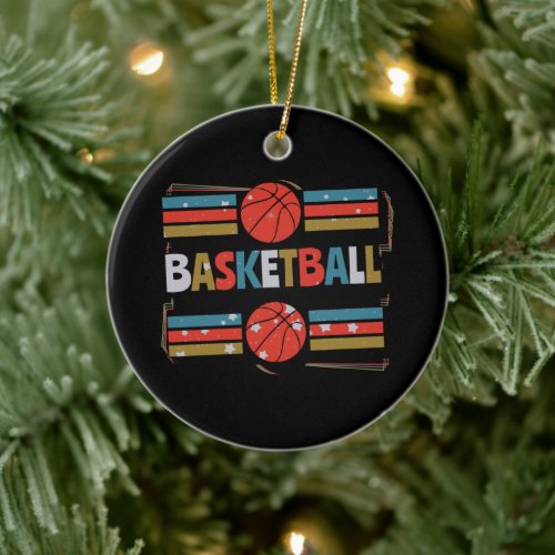 Basketball Abstract Word Art - Minimalist Ceramic Ornament