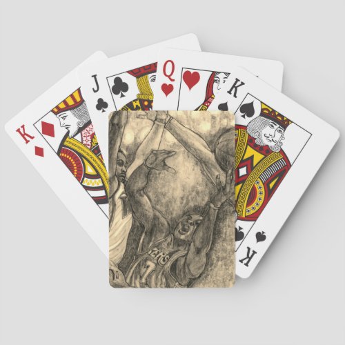 Basketball Action Game Players Drawing Poker Cards