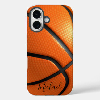 Basketball Add Your Name Customizable iPhone 16 Case
