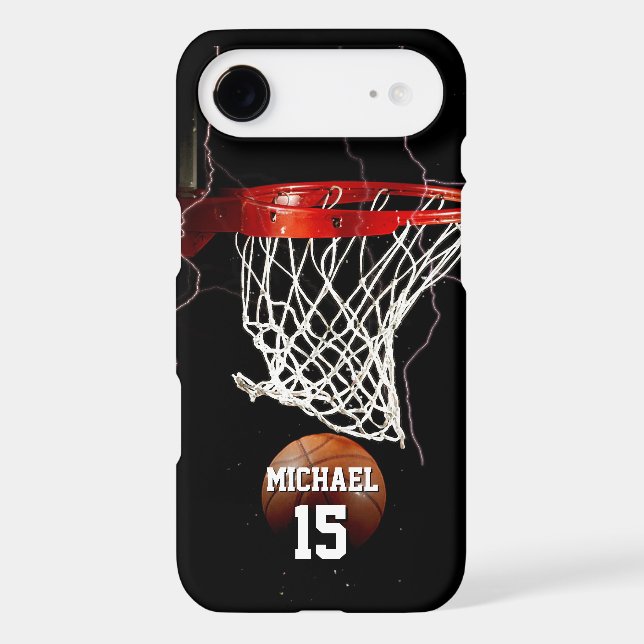 Basketball Add Your Name & Number iPhone Case (Back)
