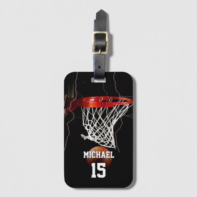Basketball Add Your Name & Number Luggage Tag (Front Vertical)