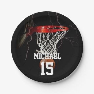 Basketball Add Your Name & Number Paper Plates
