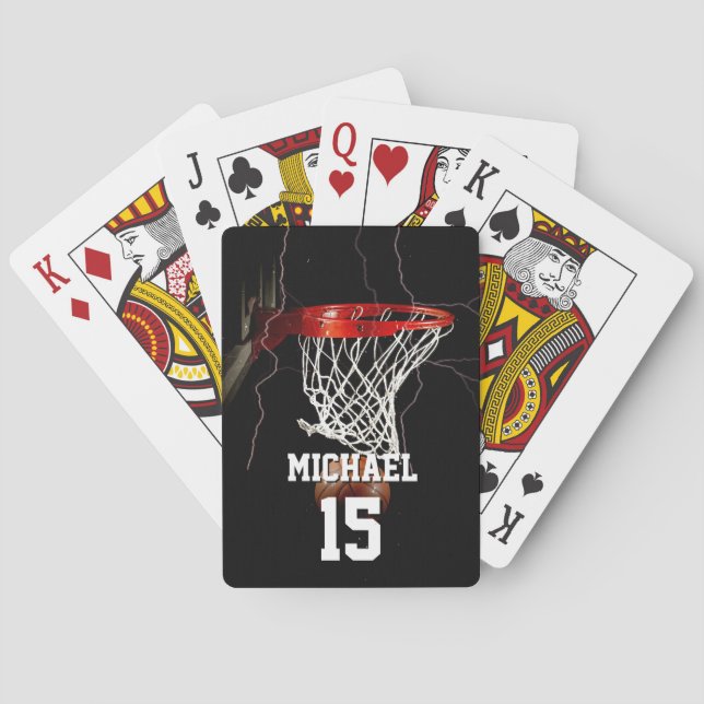 Basketball Add Your Name & Number Poker Cards (Back)