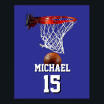 Basketball Add Your Name & Number Pop Art Poster<br><div class="desc">Digital Sporting Images and Artworks - We Love Basketball - American Popular Sports</div>