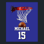 Basketball Add Your Name & Number Pop Art Poster<br><div class="desc">Digital Sporting Images and Artworks - We Love Basketball - American Popular Sports</div>