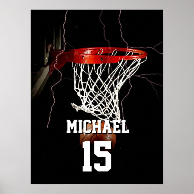 Basketball Add Your Name & Number Poster (Front)