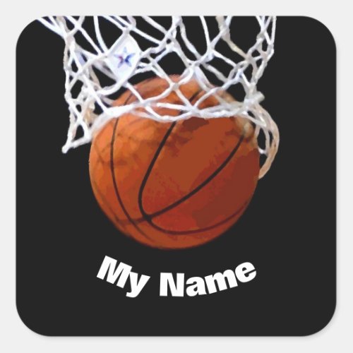 Basketball Add Your Name Square Sticker