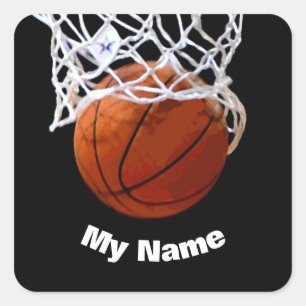 Basketball Add Your Name Square Sticker
